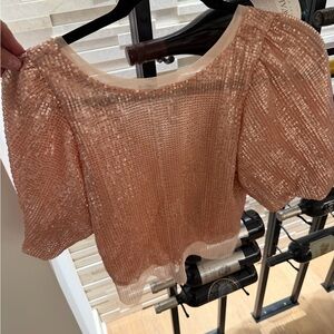 Elegant Sequin Blouse - Peach